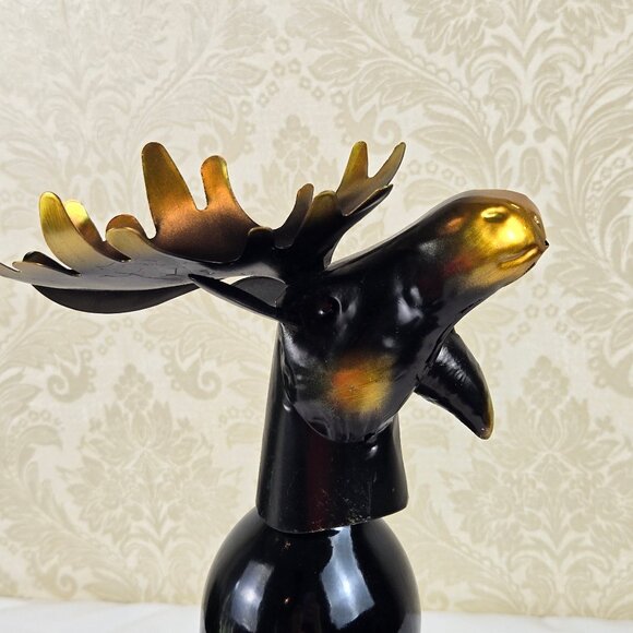 Metal Moose Wine Bottle Holder Steward Butler Free Standing Novelty Gift Humor - Picture 7 of 14